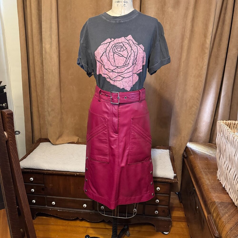 Coach Fuchsia Leather Skirt